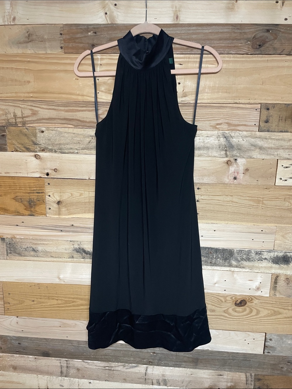 auren Ralph Lauren Size 10 Elegant Black Midi Sleeveless Dress With Satin Trim